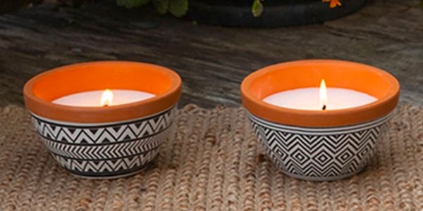 Citronella candles in tribal pattern