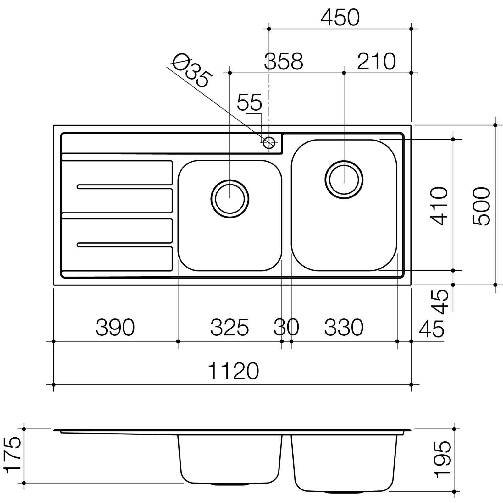 Clark Mantra 1.75 Right Hand Bowl Stainless Steel Sink 1TH With Board