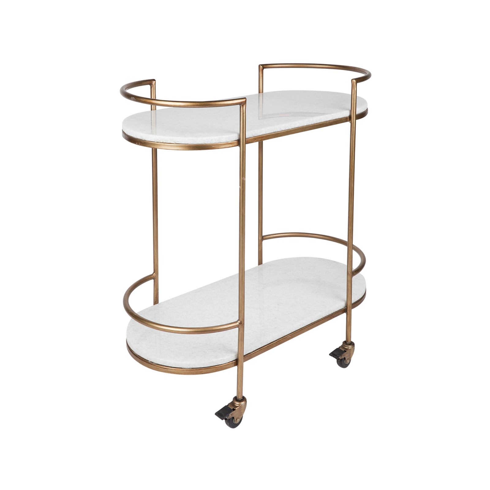 Southside White Stone Bar Cart - Antique Gold - Bunnings Australia