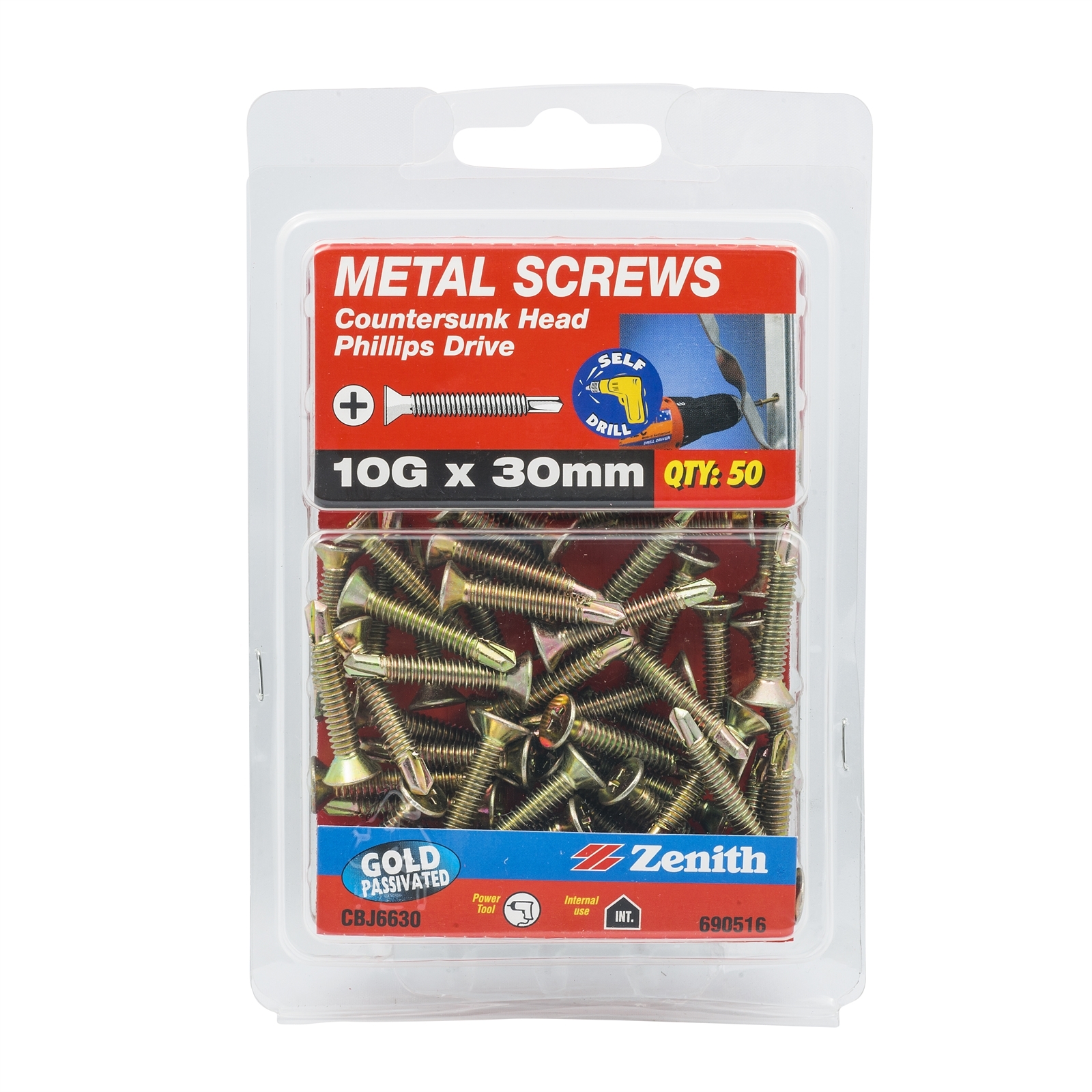 Zenith 10g X 30mm Gold Passivated Countersunk Head Metal Screws 50 Pack Bunnings Australia