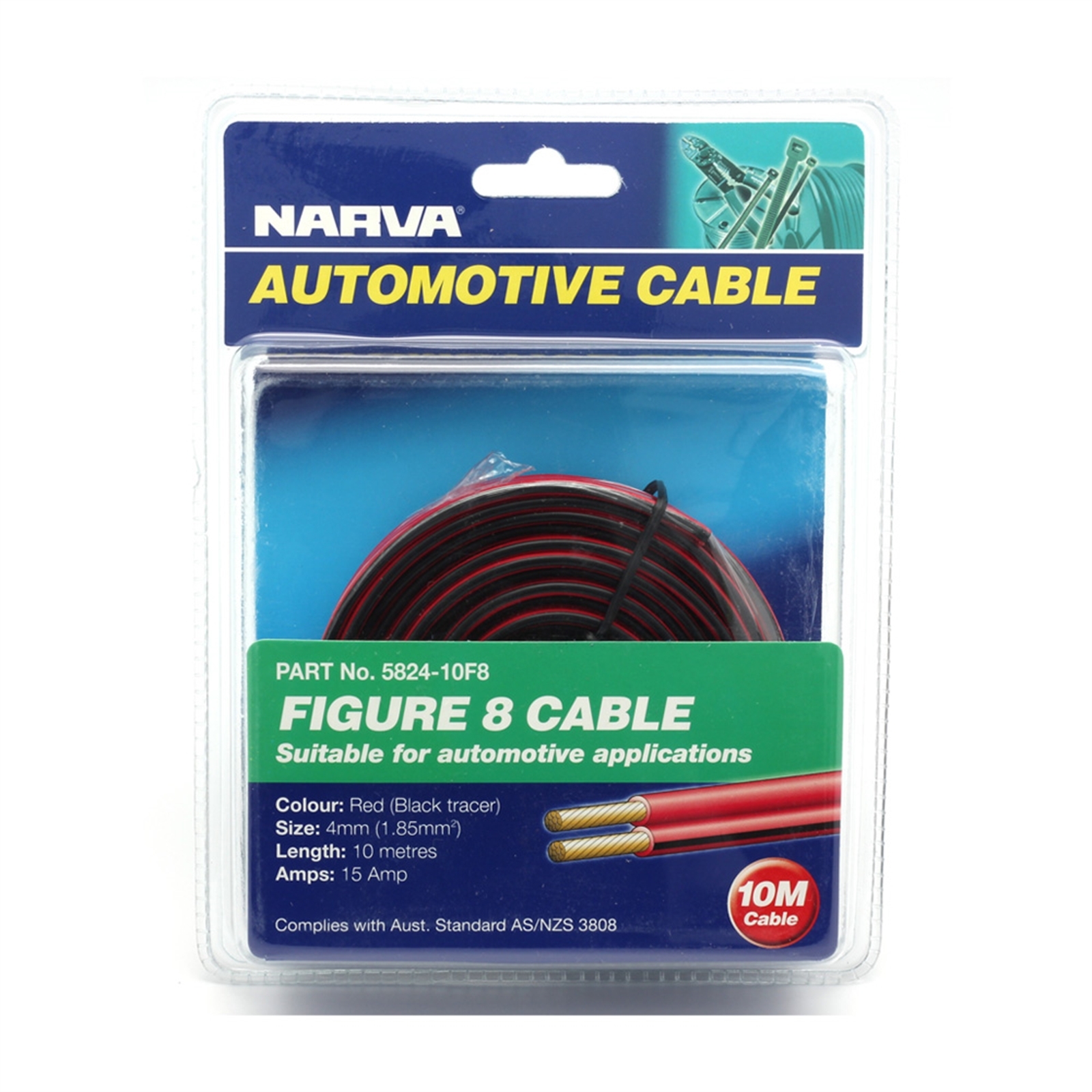 Narva 4mm x 10m 15Amp Red / Black Twin Core Figure 8 Cable Bunnings
