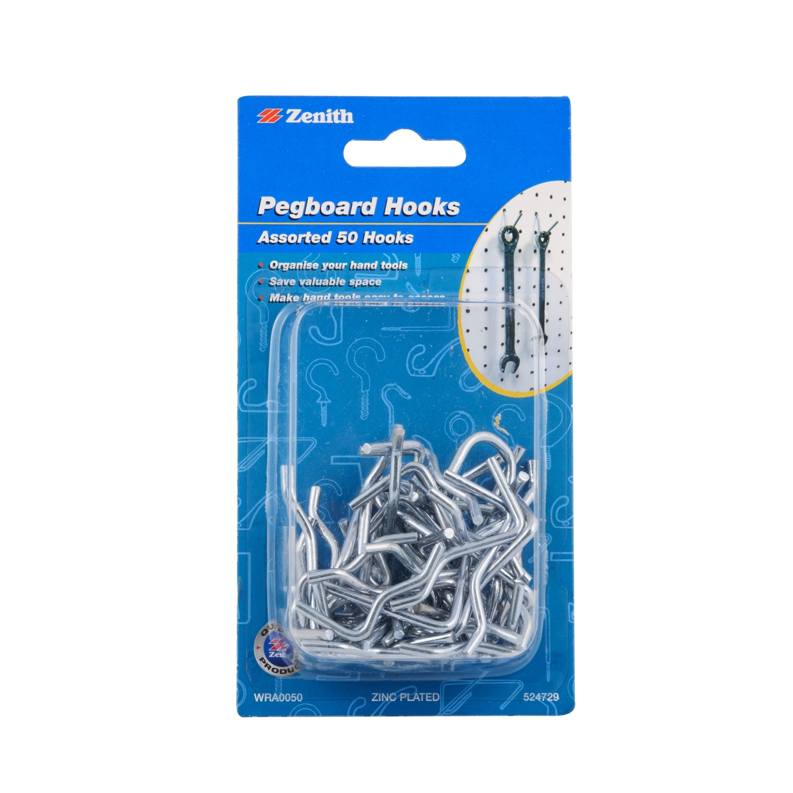 Zenith Zinc Plated S And J Shape Pegboard Hooks 50 Pack Bunnings
