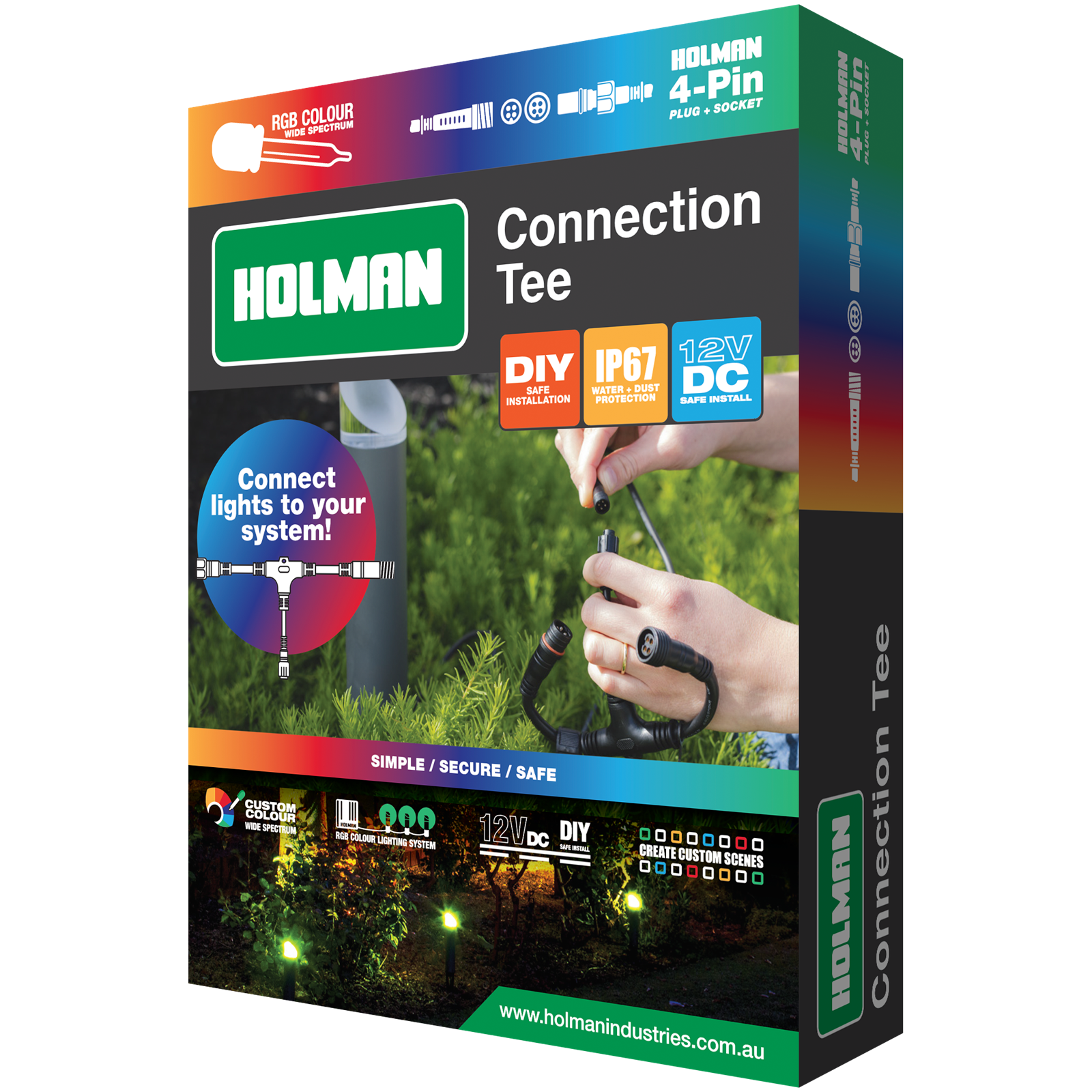 Holman RGB Colour Garden Light Connection Tee Bunnings Australia