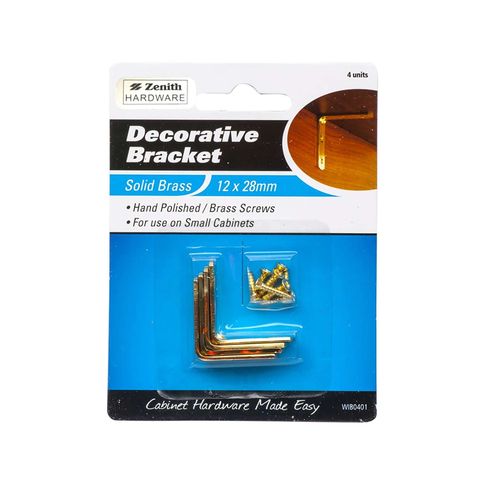 Zenith 12 x 28mm Solid Brass Decorative Bracket - 4 Pack - Bunnings New ...