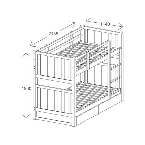 Myer King Single Bunk Bed with Storage | Natural Hardwood Frame ...