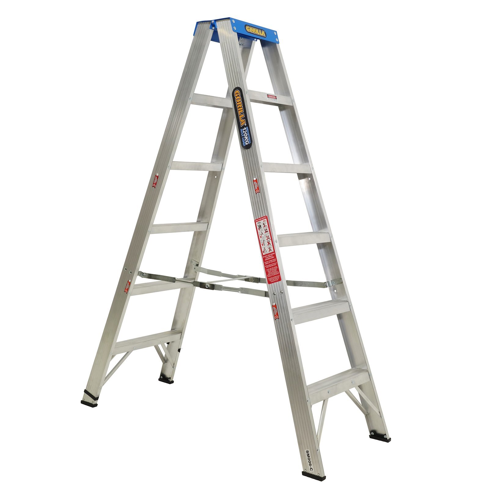 Gorilla 1.8m 120kg Aluminium Industrial Double Sided Step Ladder ...