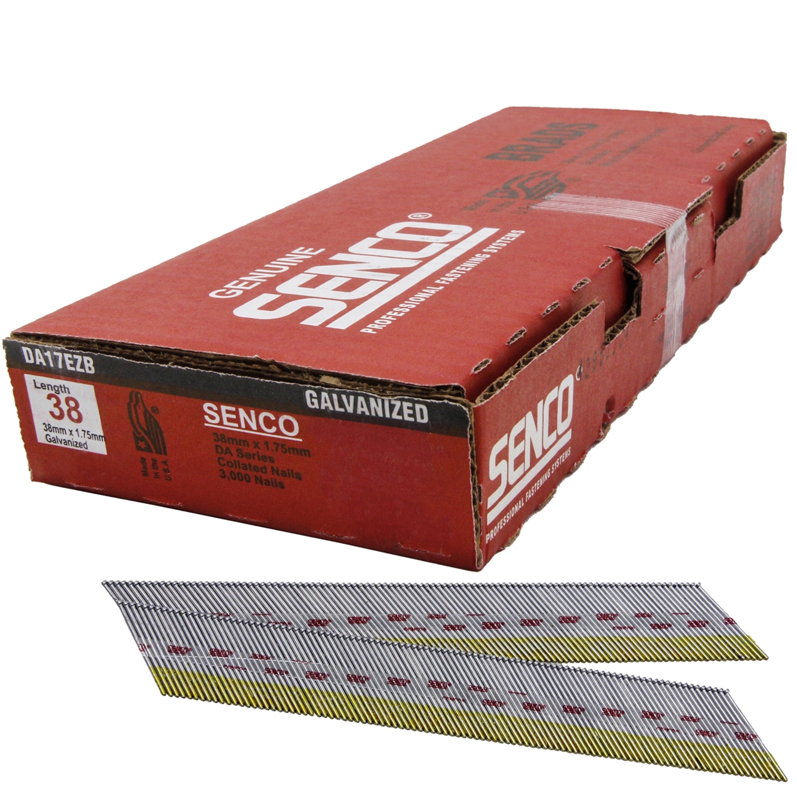 Senco 38mm x 1.75g Galvanised Collated DA Brad Nails 3000 Pack