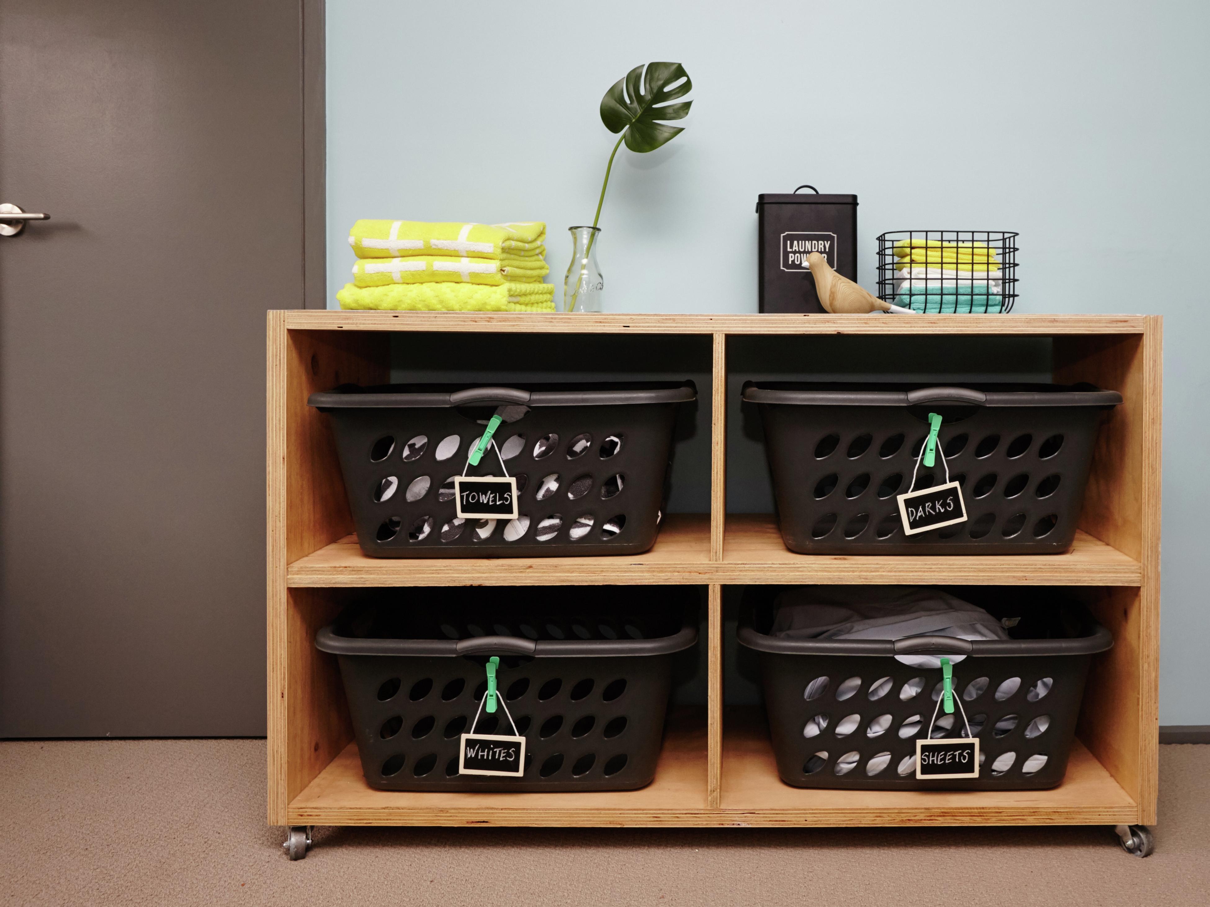 diy laundry basket storage