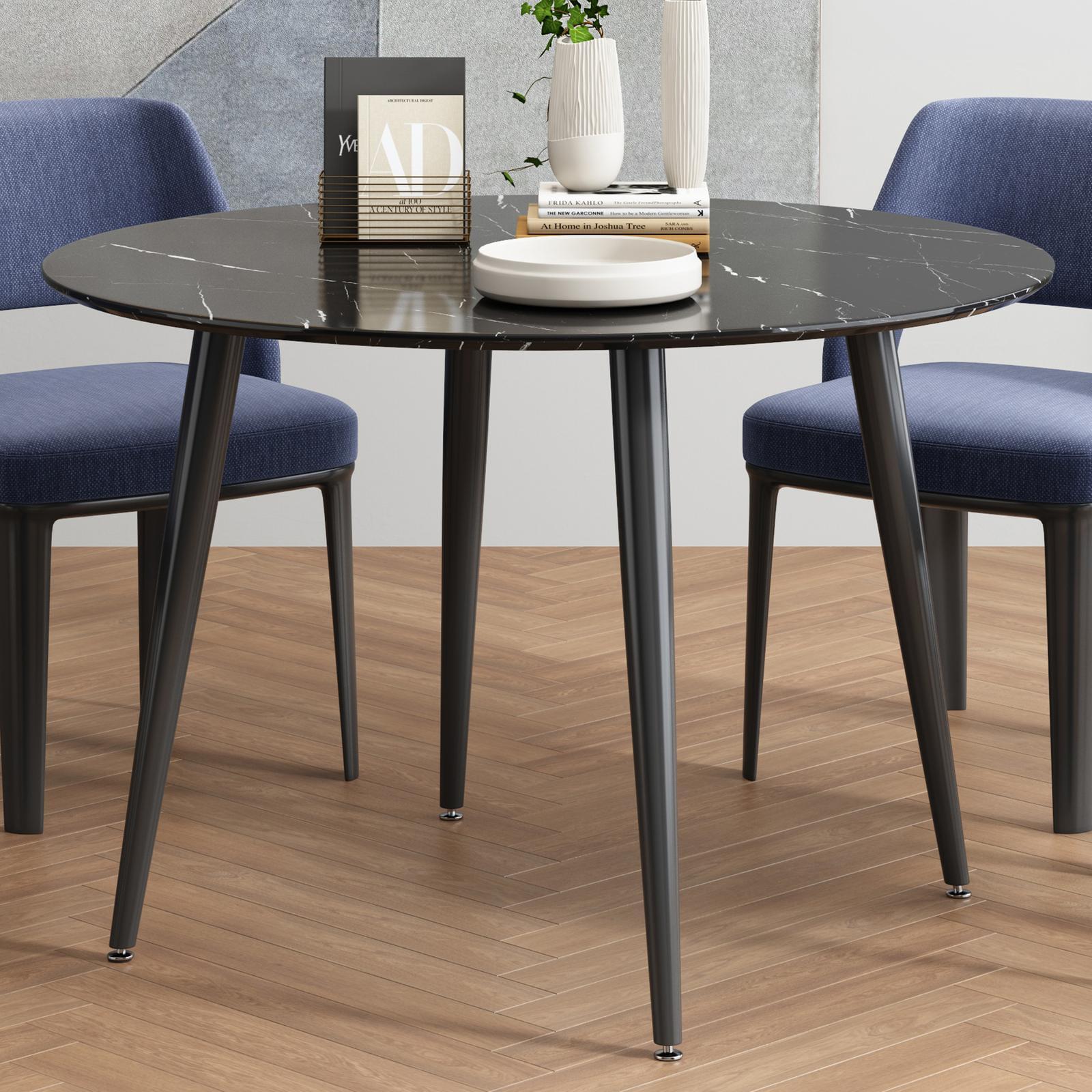 Dining Table Marble Effect Round Black Bunnings Australia