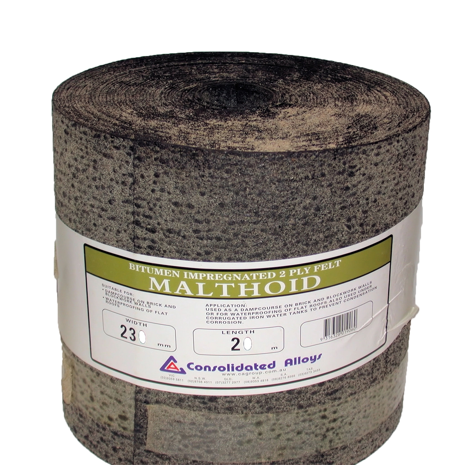 Consolidated Alloys 230mm x 20m Malthoid 2 Ply Bituminous Felt