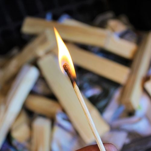 A lit match