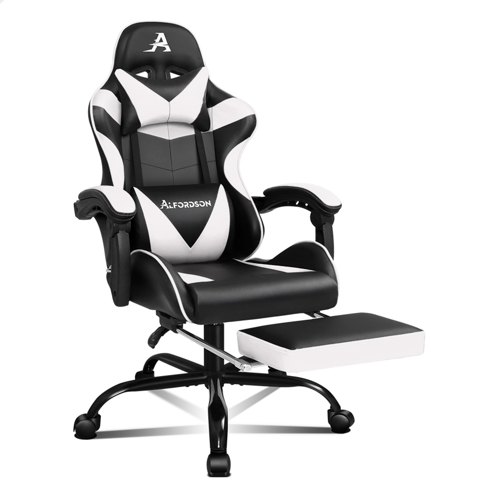 ALFORDSON Gaming Chair Lumbar Massage Cushion Black White Bunnings Australia