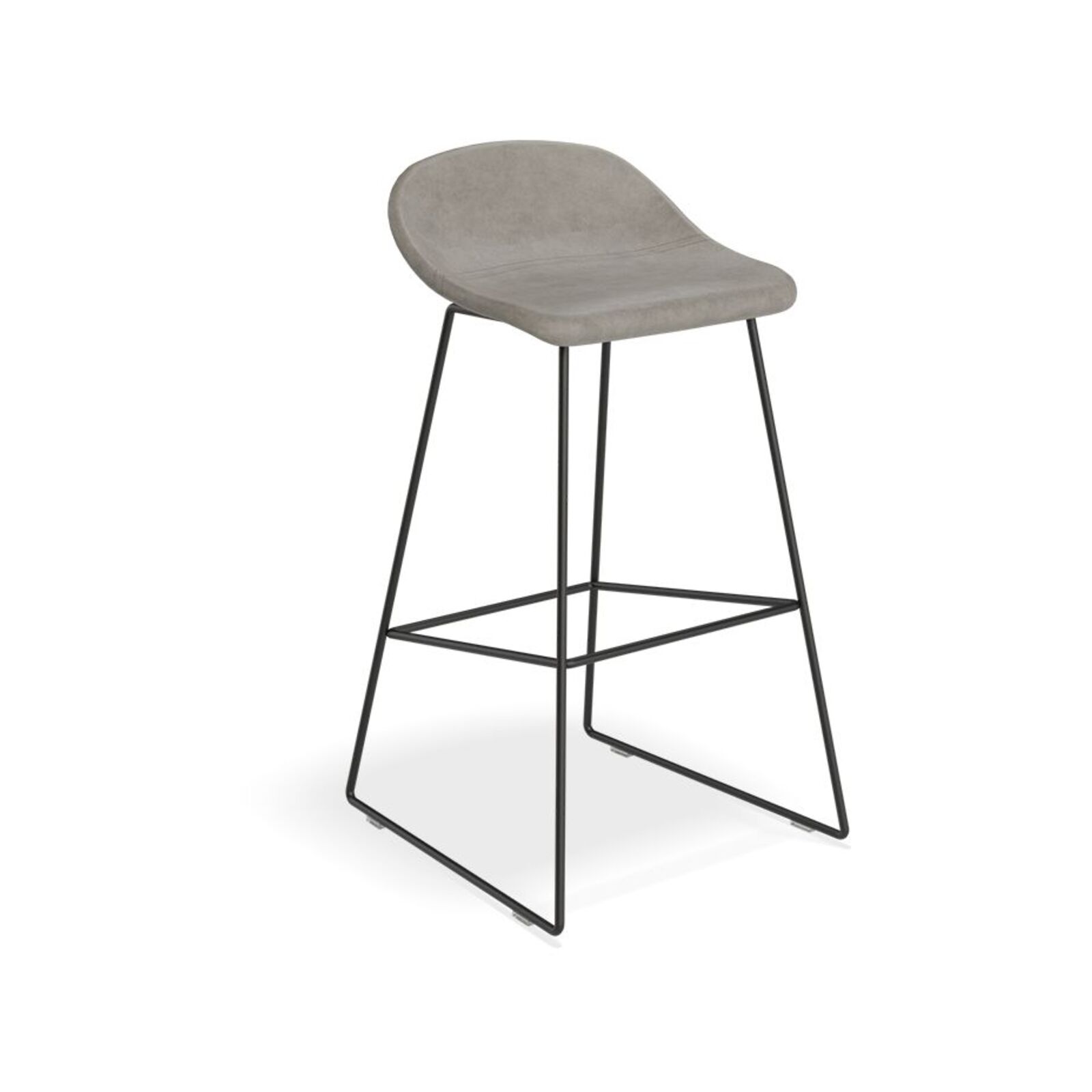 Pop Stool with Black Frame and Upholstered Vintage Grey Seat 65cm Kitchen Bench Seat Height