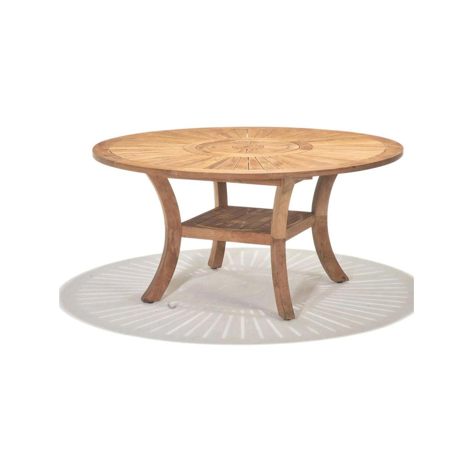 Solomon 1.5M Round Teak Timber Outdoor Dining Table With Lazy Susan