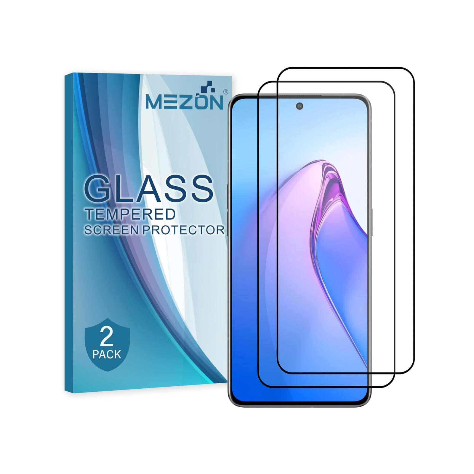 2 Pack MEZON OPPO Reno8 Pro 5G Full Cover Tempered Glass Screen