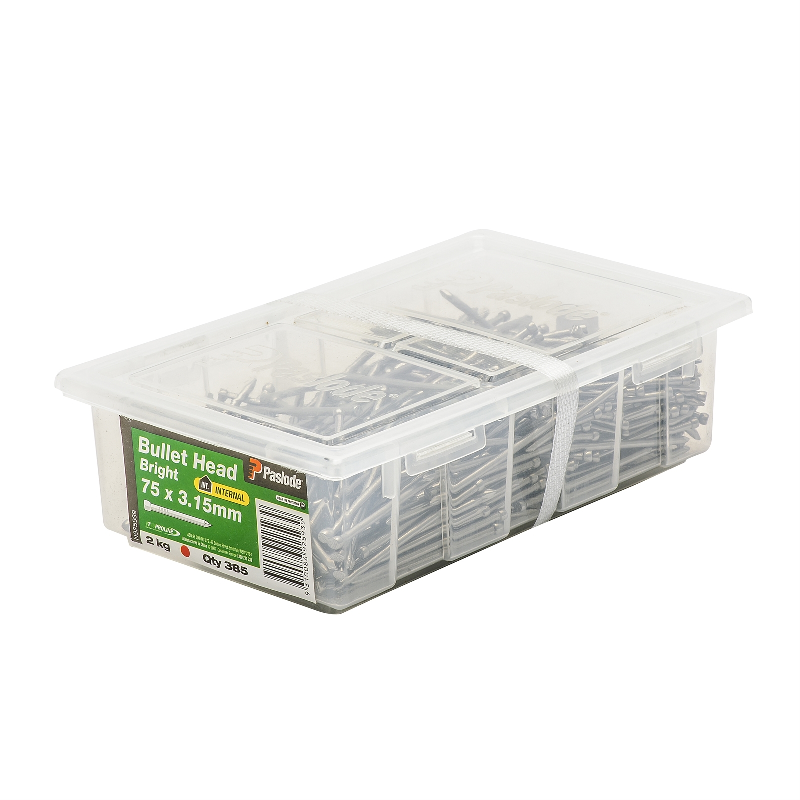 Paslode 75 x 3.15mm 2kg Bright Bullet Head Nails 385 Pack Bunnings
