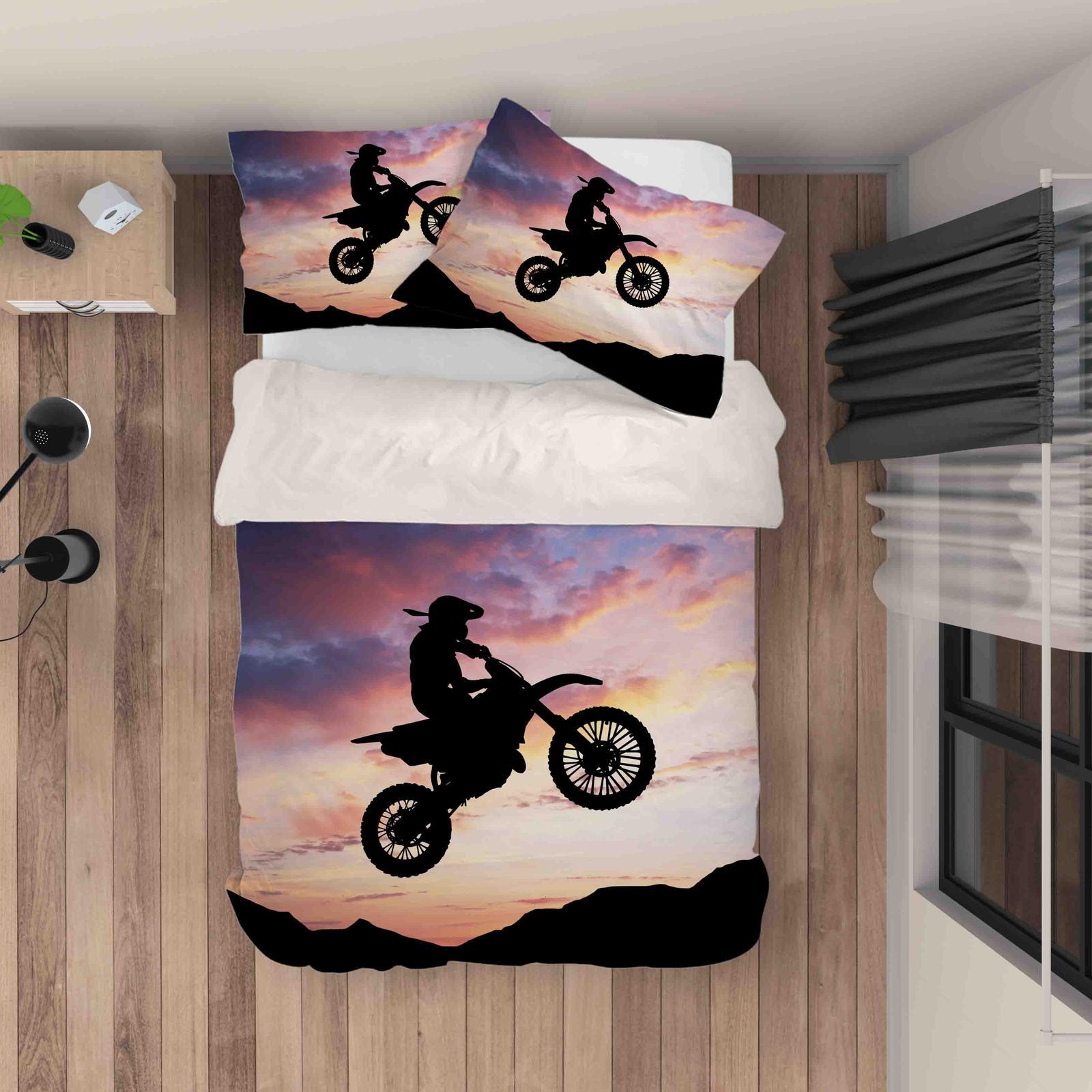 3D Dirt Bike Quilt Cover Set Bedding Set Pillowcases A150 LQH