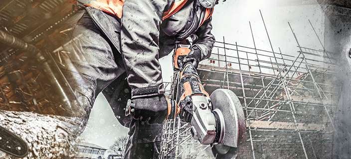 Chainsaw, angle grinder and drill