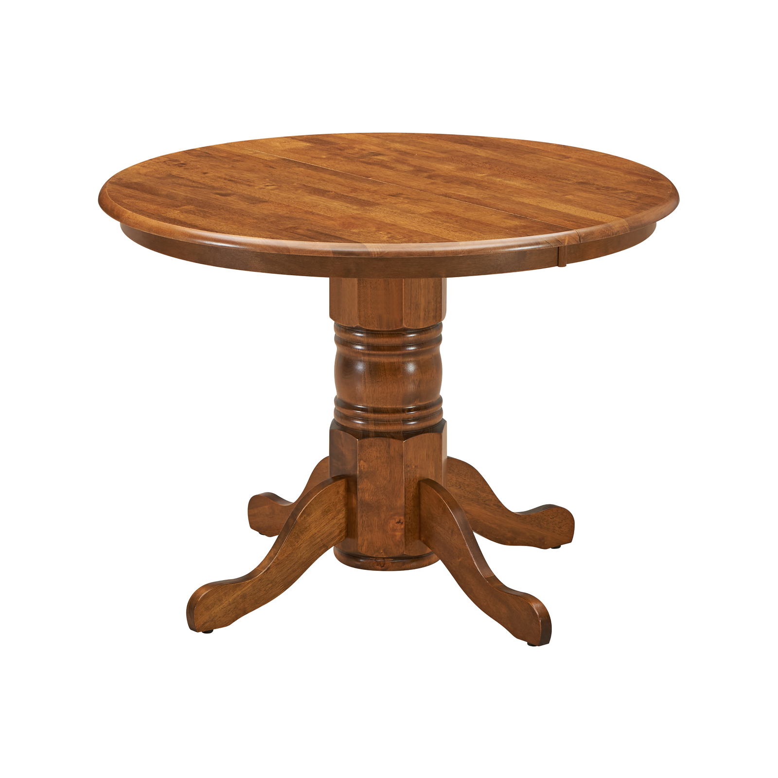 Linaria Round Dining Table 106cm Pedestral Stand Solid Rubber Wood - Walnut - Bunnings Australia