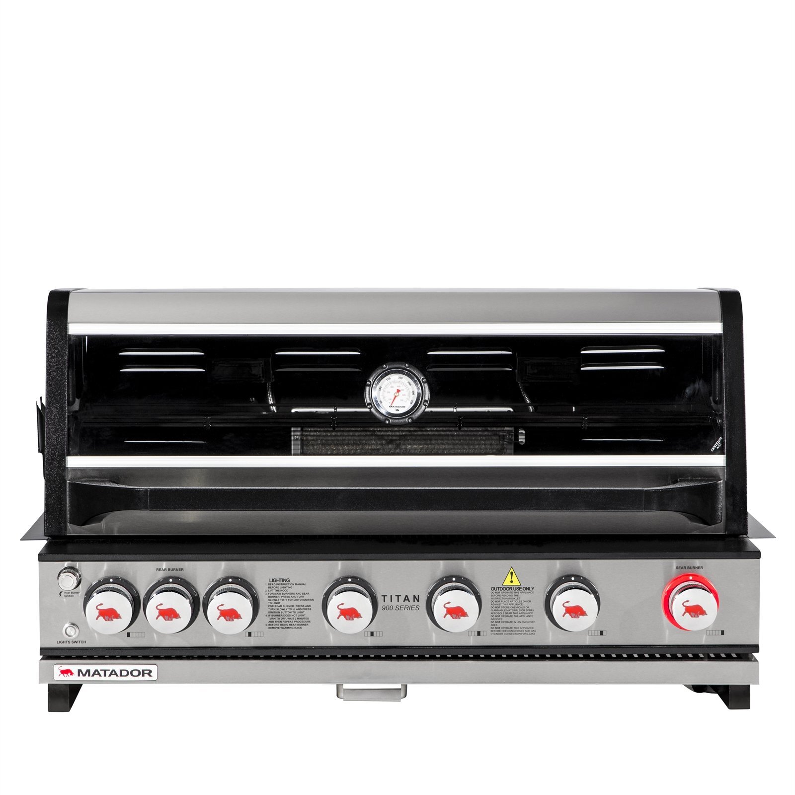 Matador 105cm Black and Silver Titan 6 Burner Built In Gas BBQ ...