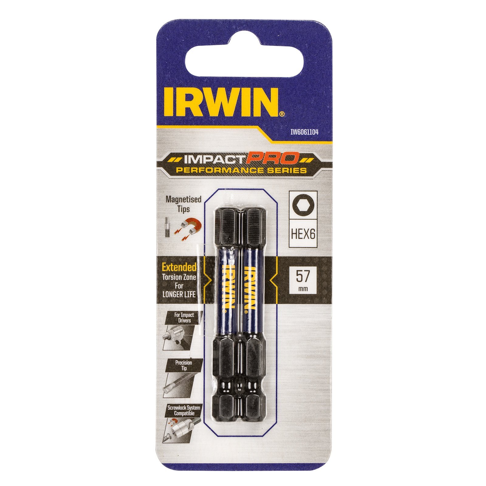 Irwin Impact Pro Performance 57mm Hex 6 - 2 Pack