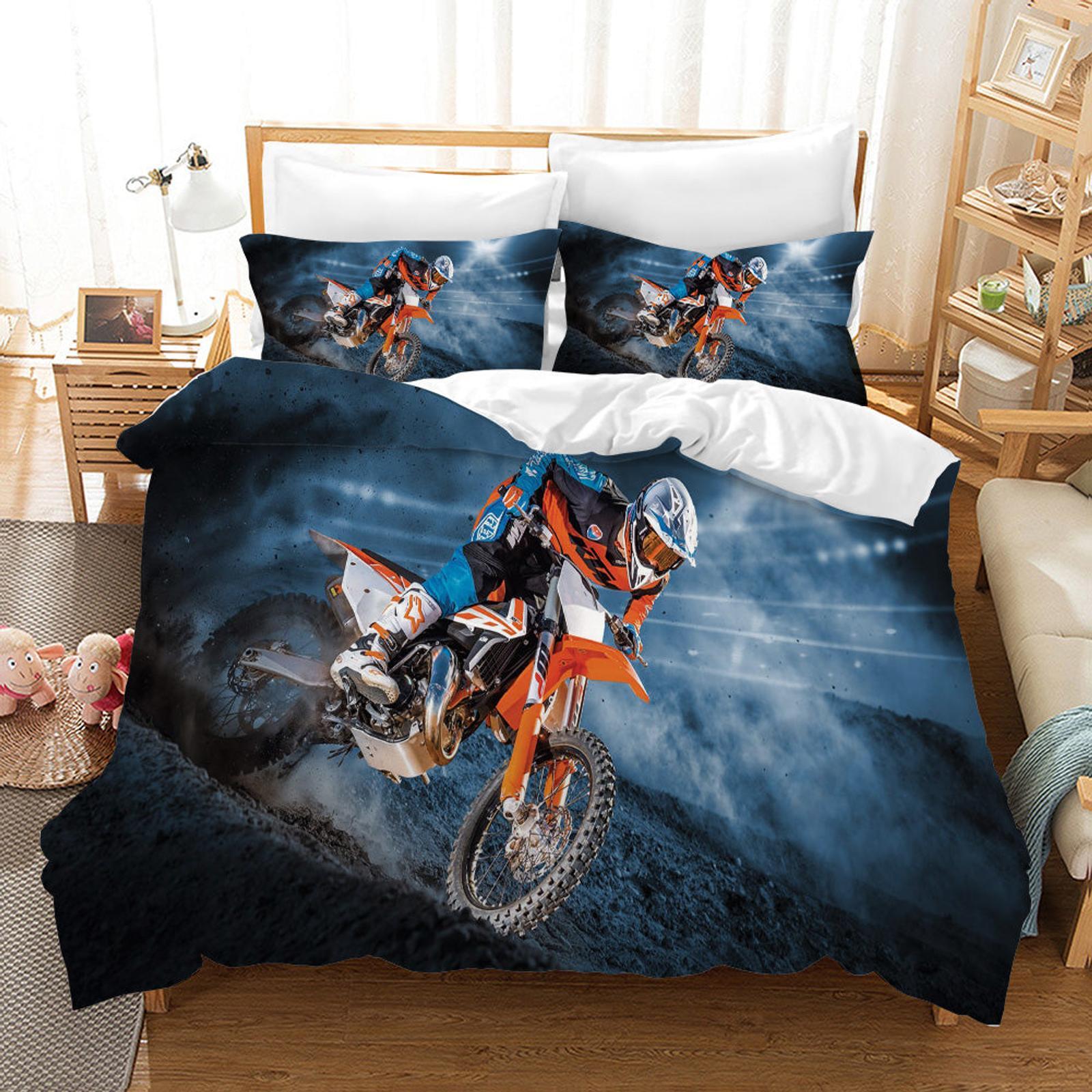 3D Motocross Quilt Cover Set Bedding Set Pillowcases 173 Bunnings