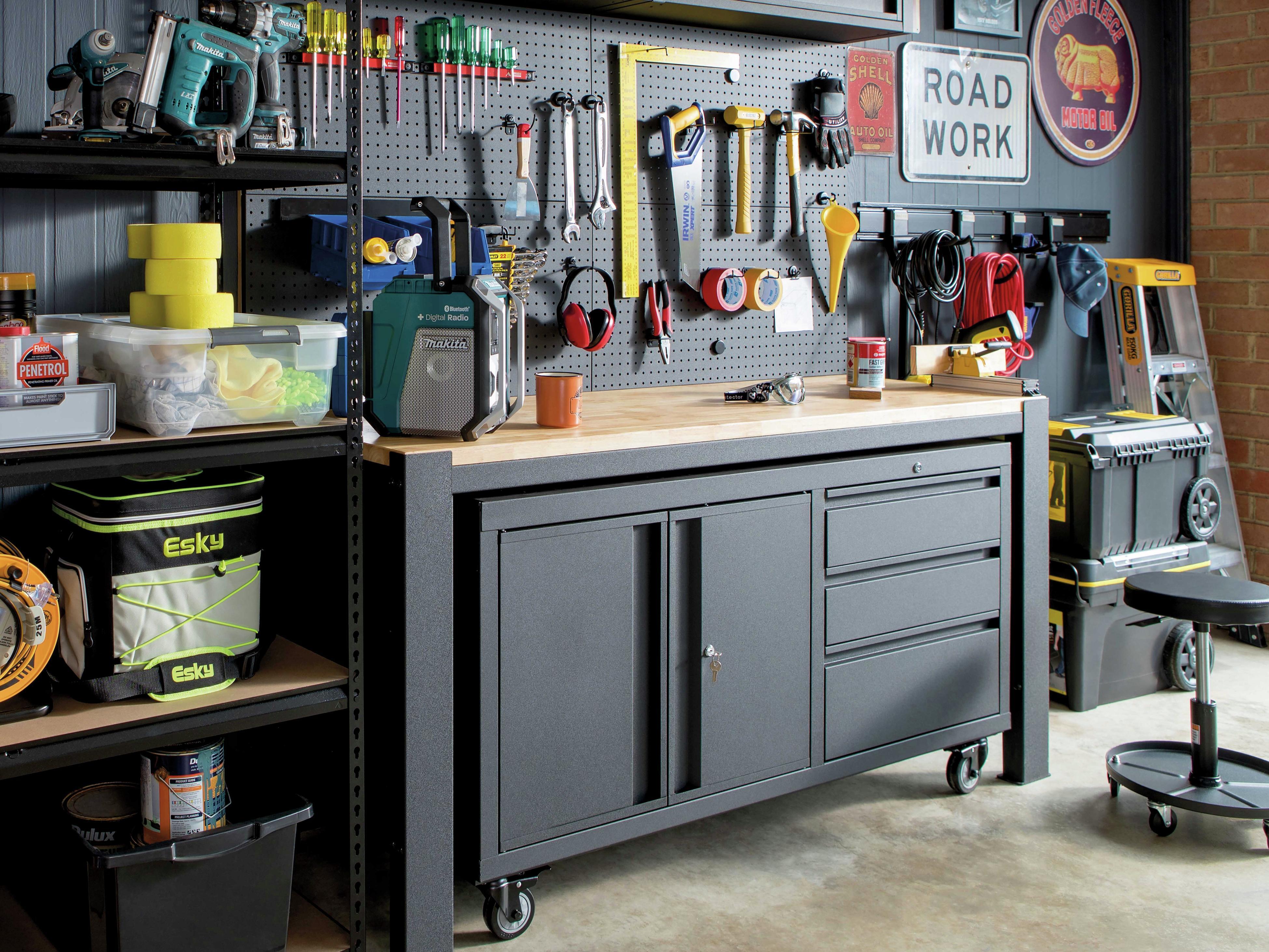 Heavy duty metal workshop work bench garage 20 drawer tool cabinet