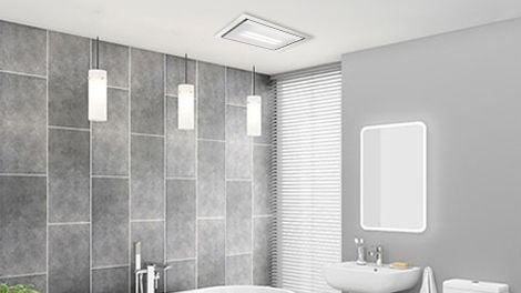 Bathroom with heat lights and extractor fan
