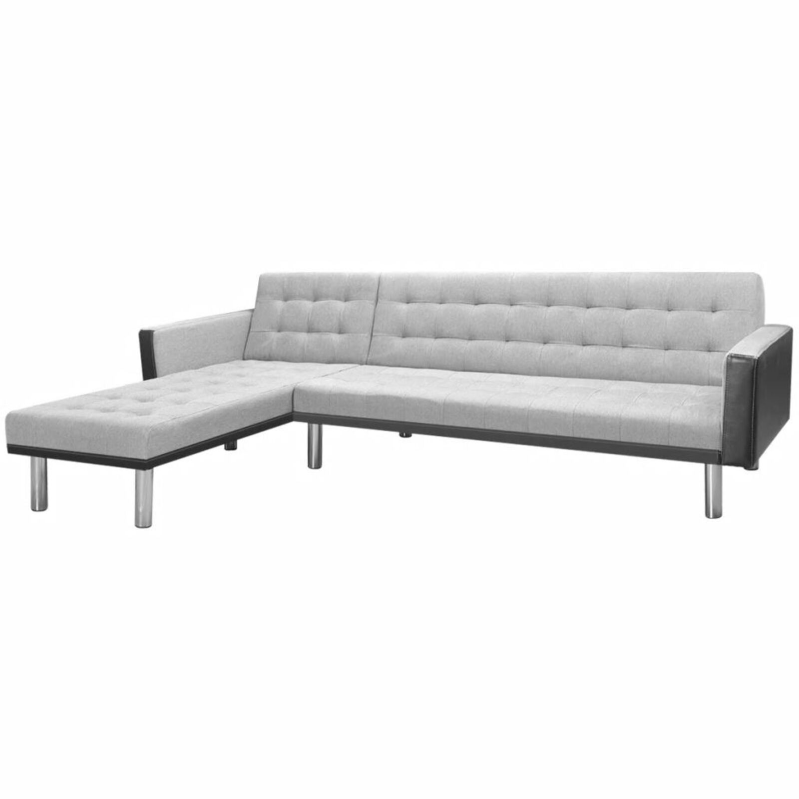 vidaXL 218 x 155 x 69cm Black & Grey Fabric Corner Sofa Bed Bunnings Australia