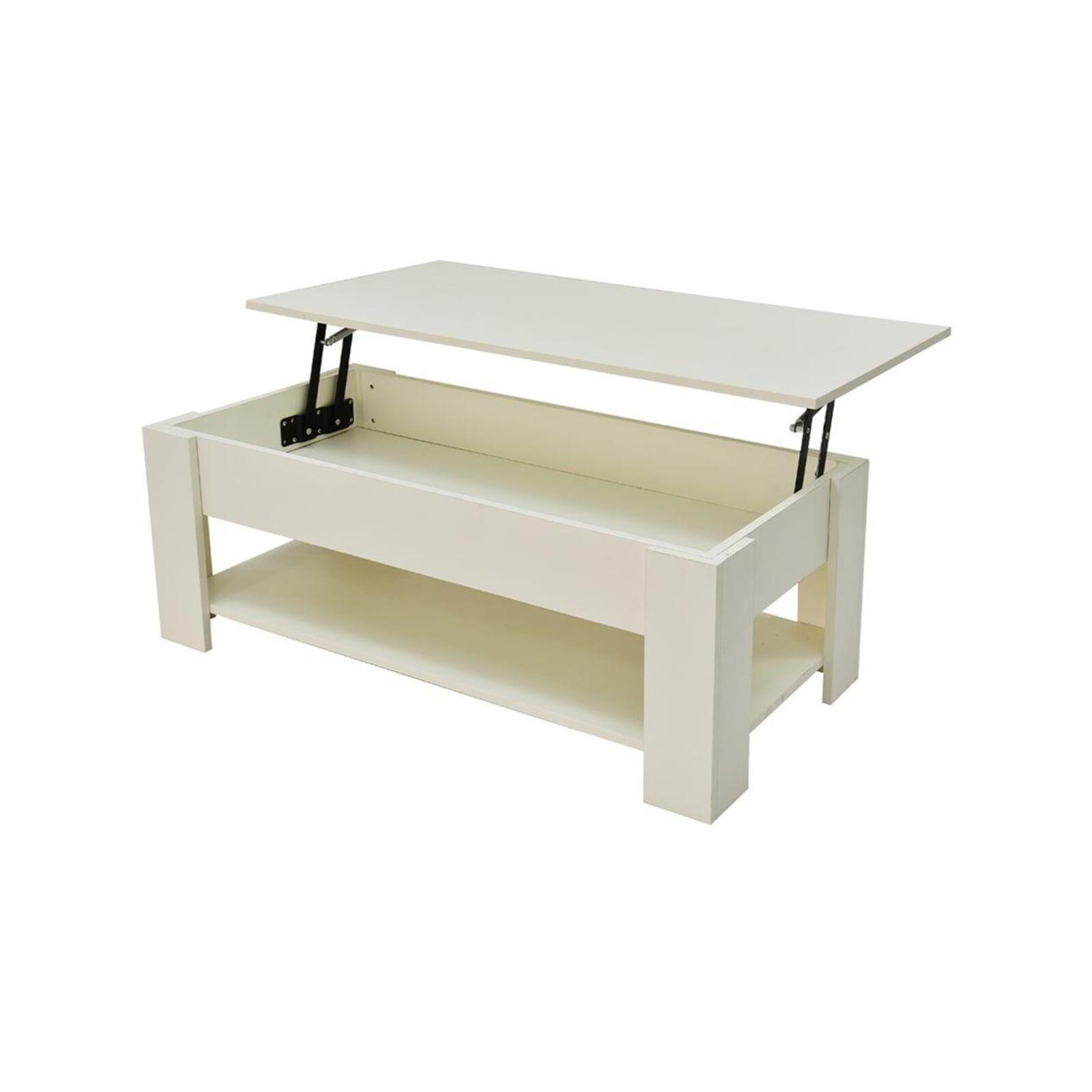 Lift Up Coffee Table with Storage - White - Bunnings Australia