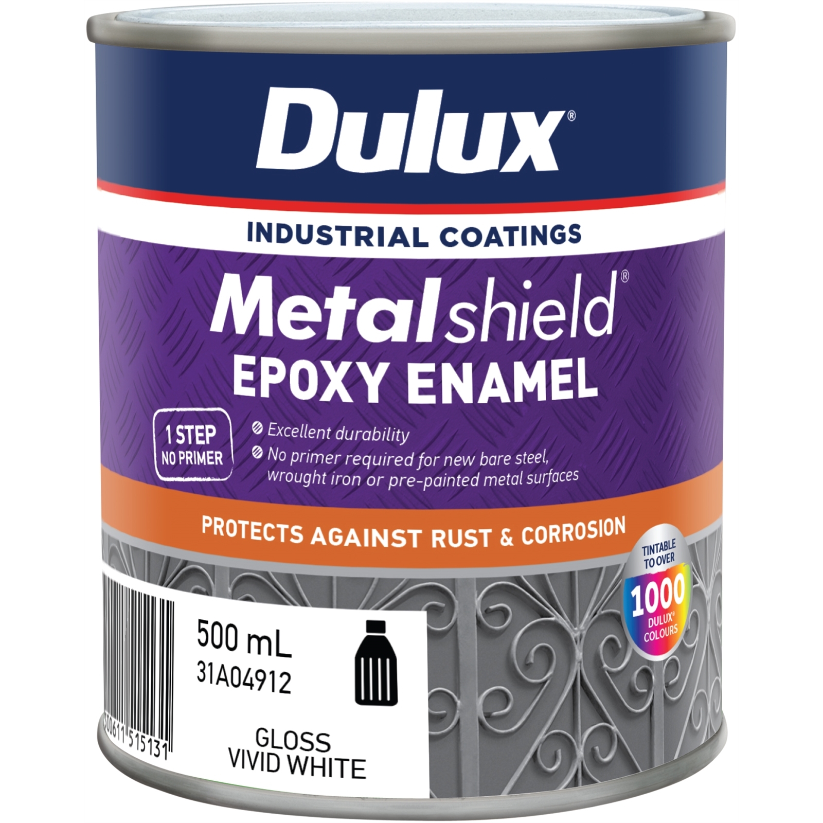 Dulux 500ML Metalshield Epoxy Enamel Gloss Paint Vivid White - Bunnings ...