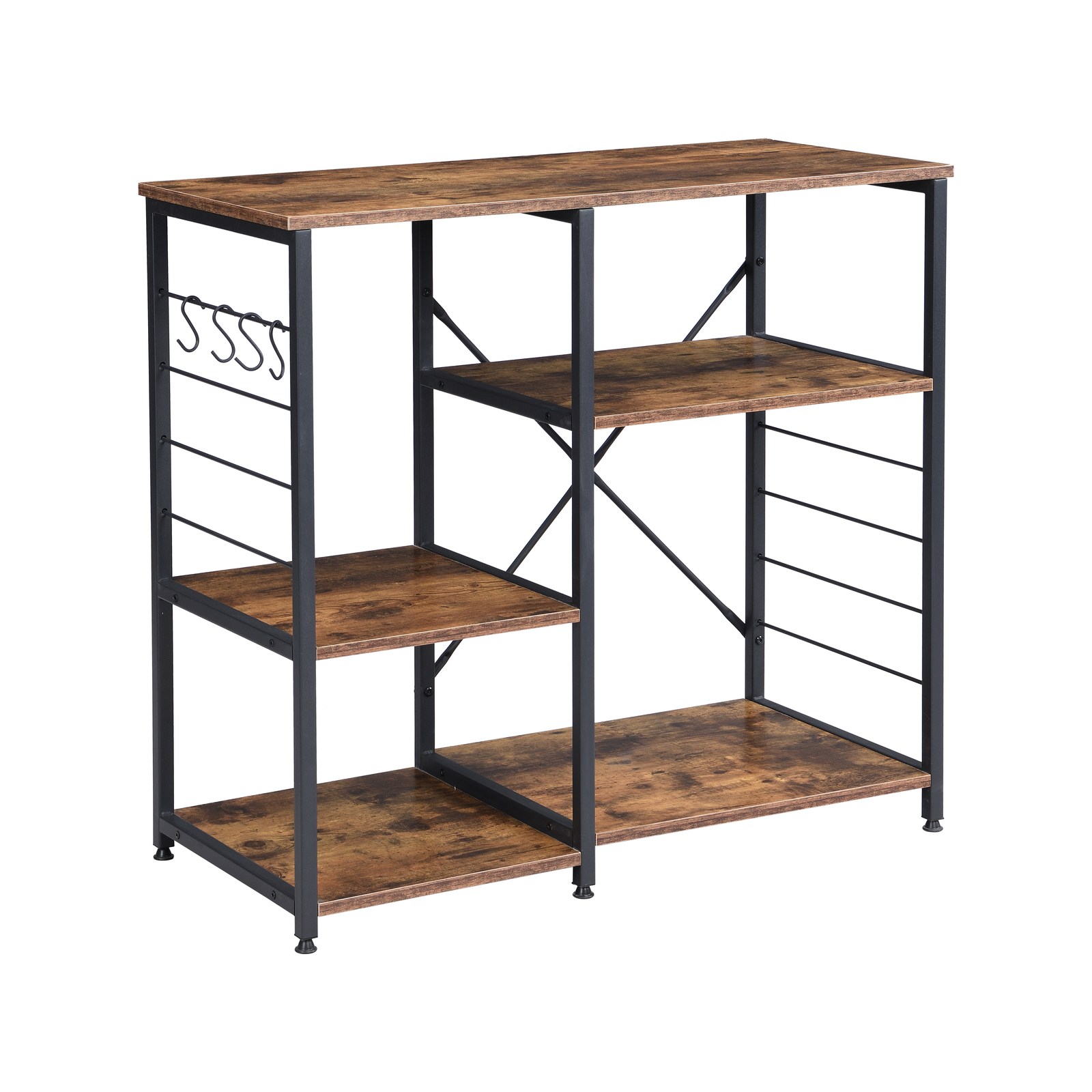 IHOMDEC 4-Tier Square Metal & Faux Antique Wood Kitchen Rack - Bunnings ...