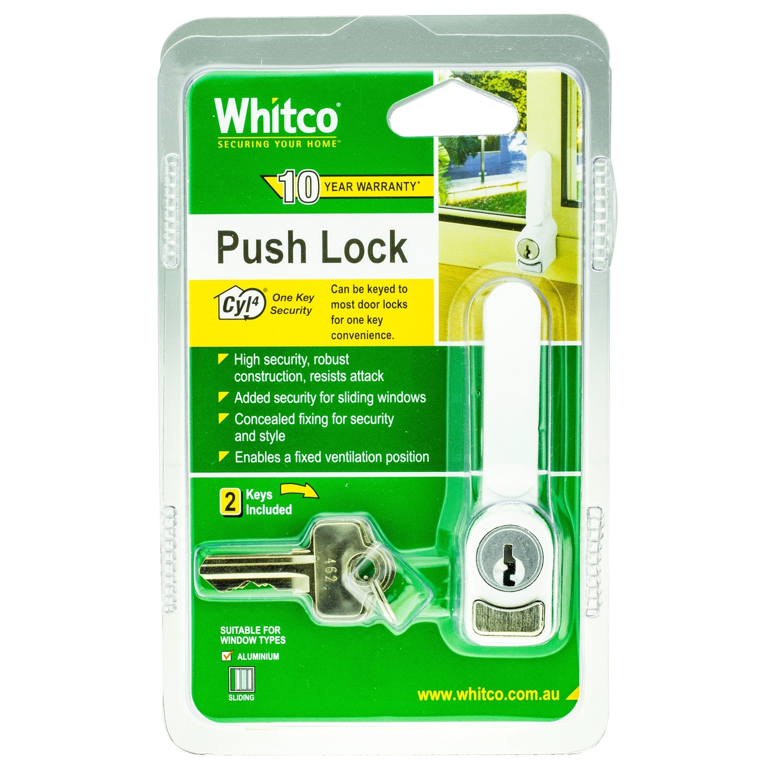 Whitco Sliding Window Push Lock White Bunnings Australia