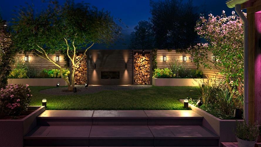 Philips Hue outdoor lights landscape garden inspiration