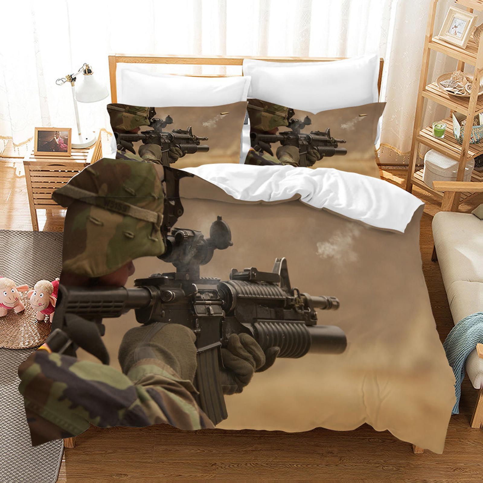 3D Military War Quilt Cover Set Bedding Set Pillowcases 04 Bunnings