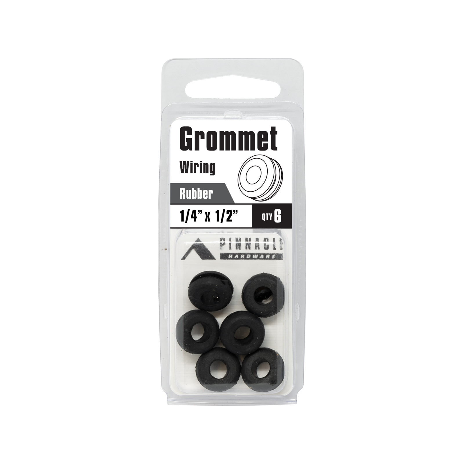 Pinnacle 1/4 x 1/2" Black Wiring Grommet 6 Pack Bunnings Australia