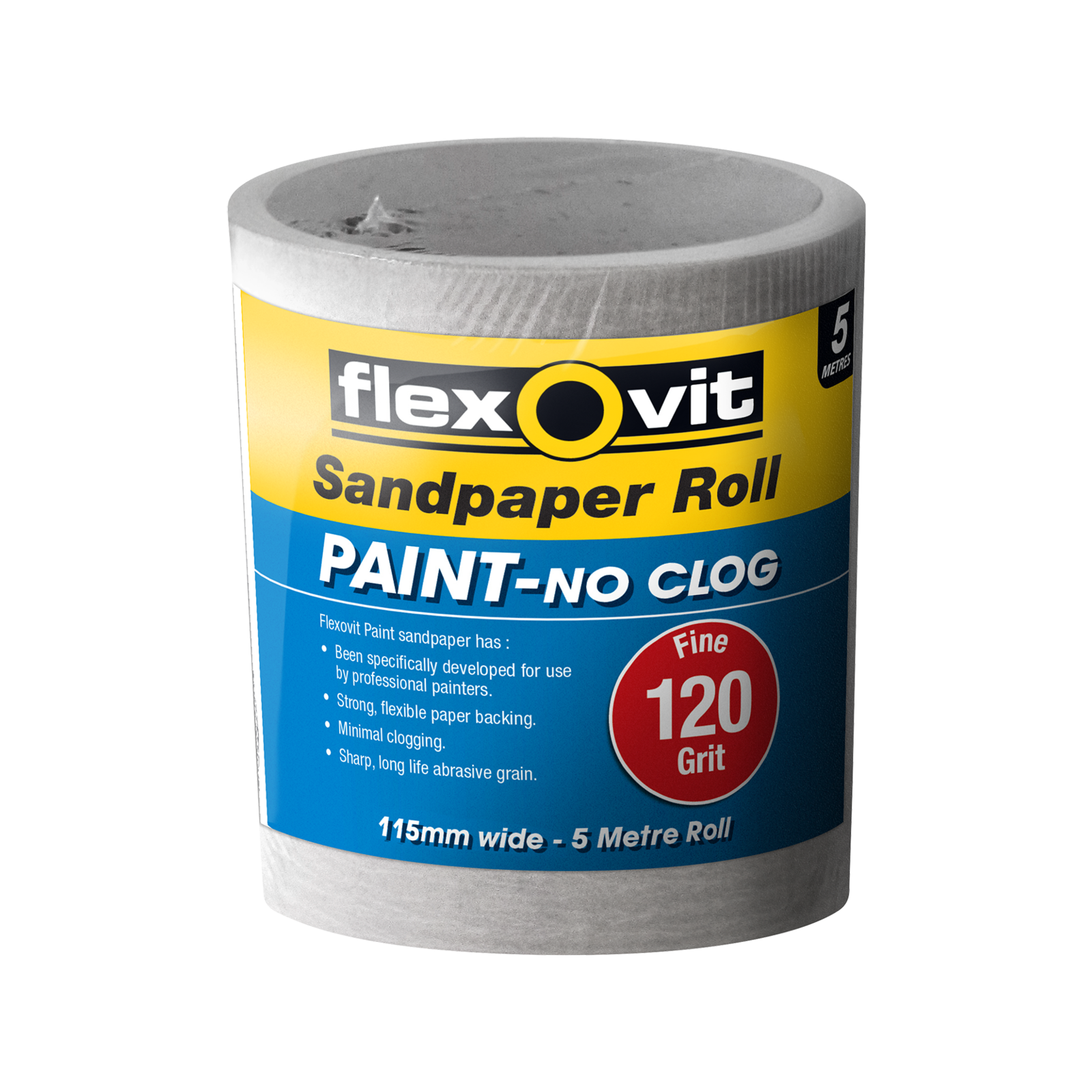 Flexovit 115mm x 5m 120 Grit Painted Surface Sandpaper Roll Bunnings
