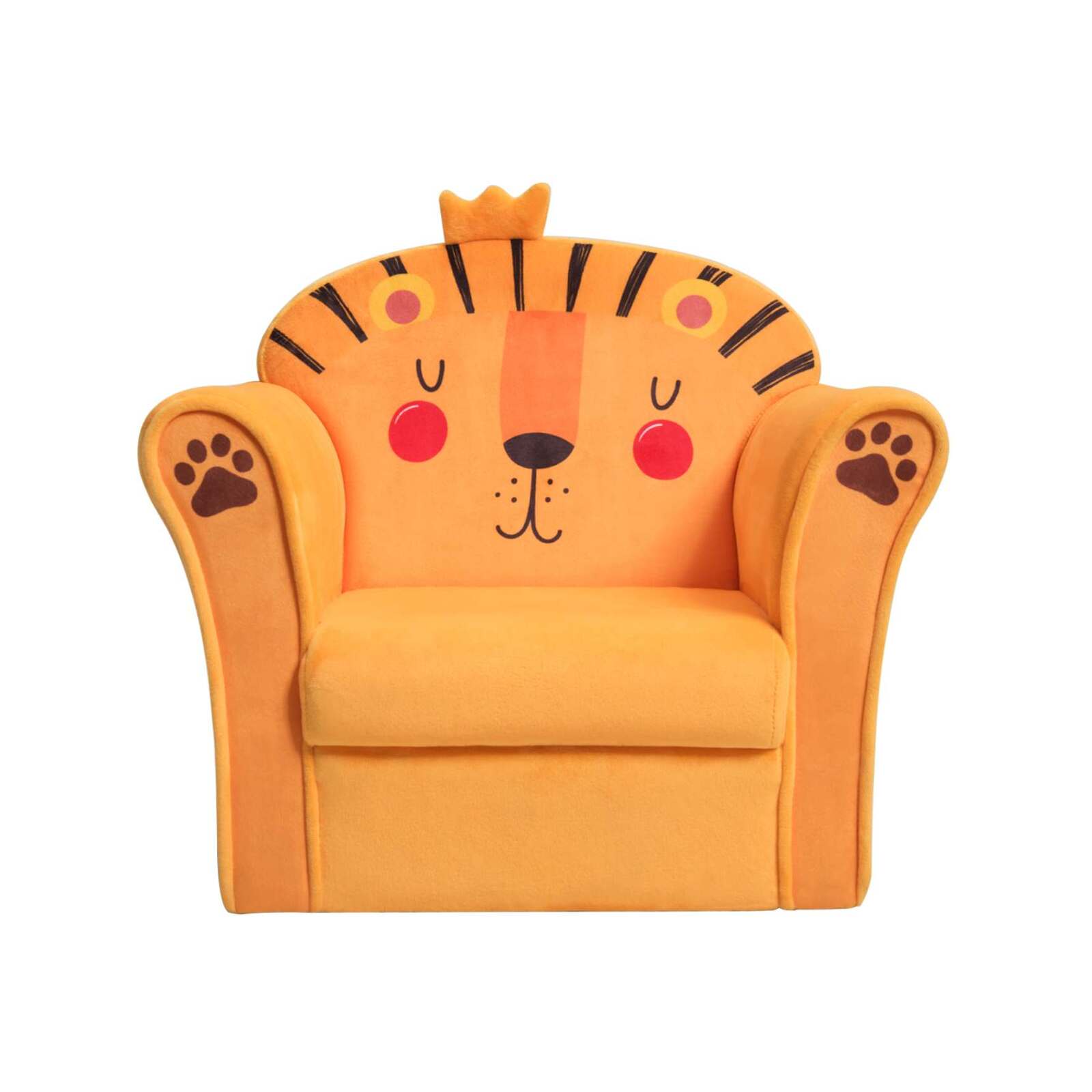 Costway Lion Kids Sofa Plush Lounge Chair Wood Living Bedroom