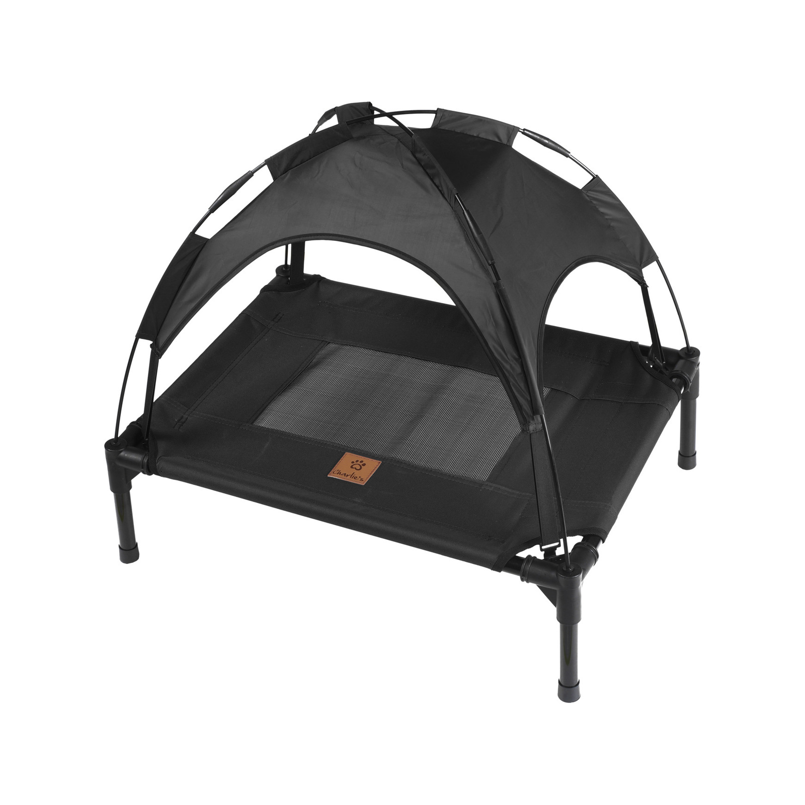Charlies Elevated Pet Bed With Tent Black Bunnings Australia