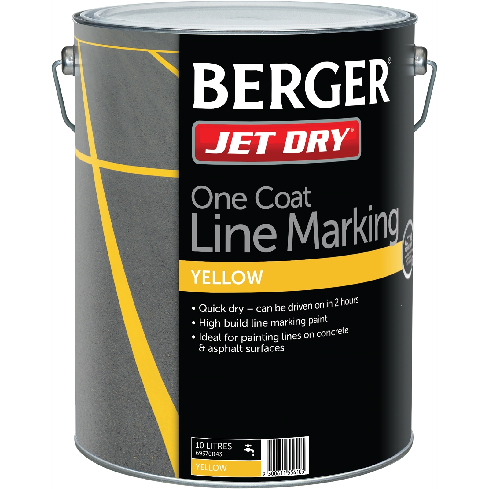 Berger Jet Dry 10L Yellow One Coat Line Marking Paint Bunnings Australia