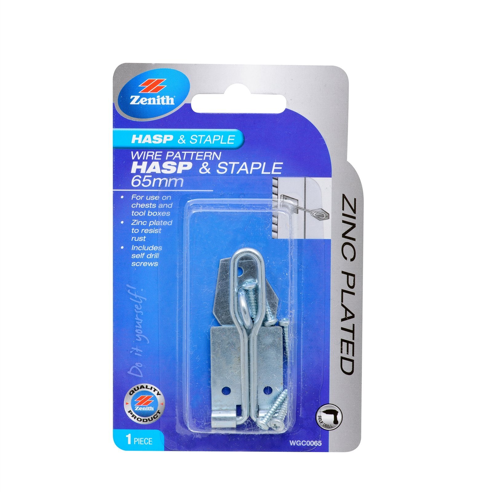 Zenith 65mm Zinc Plated Wire Pattern Hasp And Staple Bunnings Australia