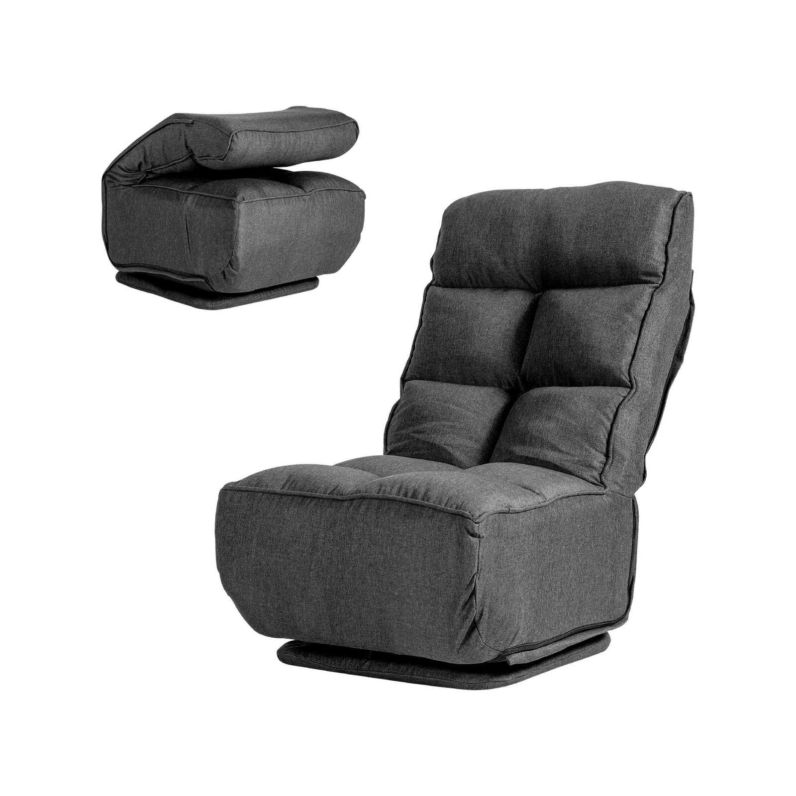 Costway Swivel Lounge Lazy Sofa Floor Recliner Folding Chair, Grey