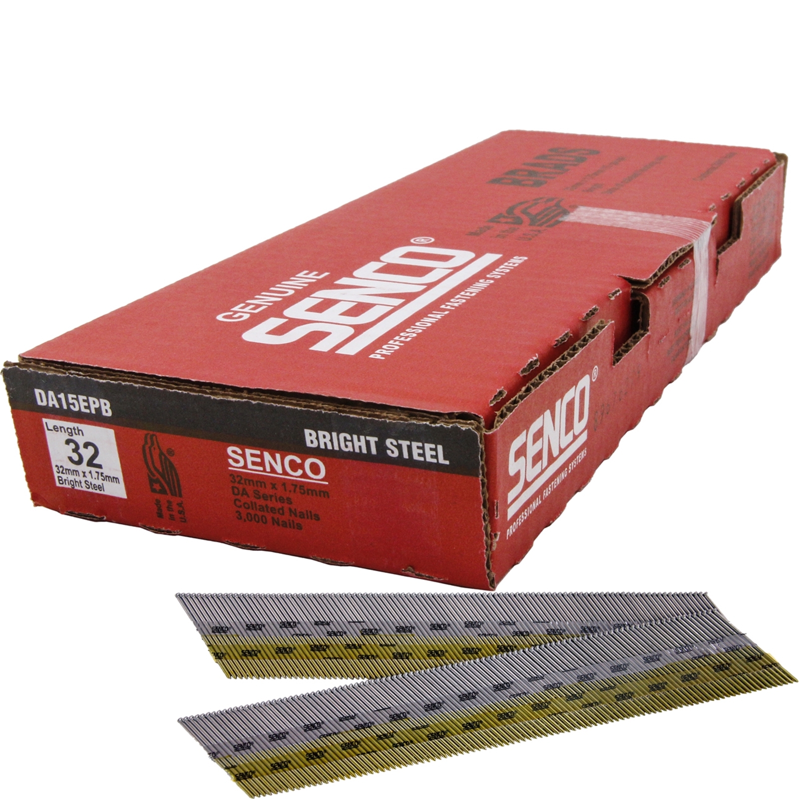 Senco 32mm x 1.75g Bright Collated DA Brad Nails 3000 Pack Bunnings