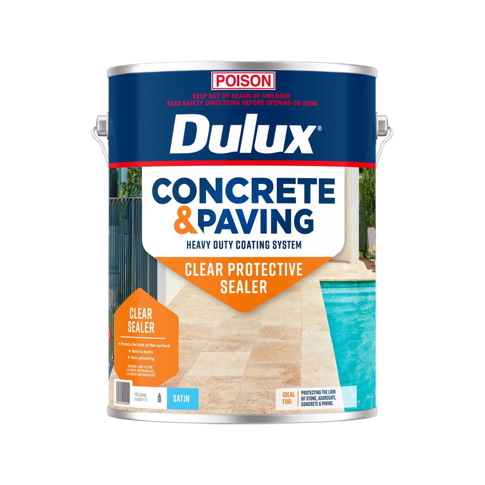 Dulux 10L Concrete & Paving Clear Protective Sealer Satin - Bunnings ...