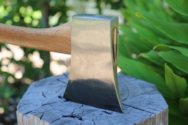 Axe stuck in chopping block
