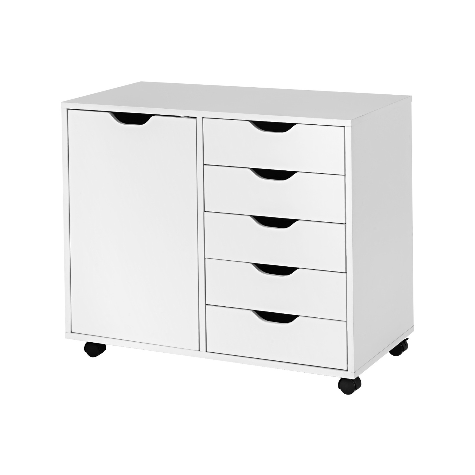 Costway 5 Chest of Drawers Mobile Filing Cabinet White Wood - Bunnings ...