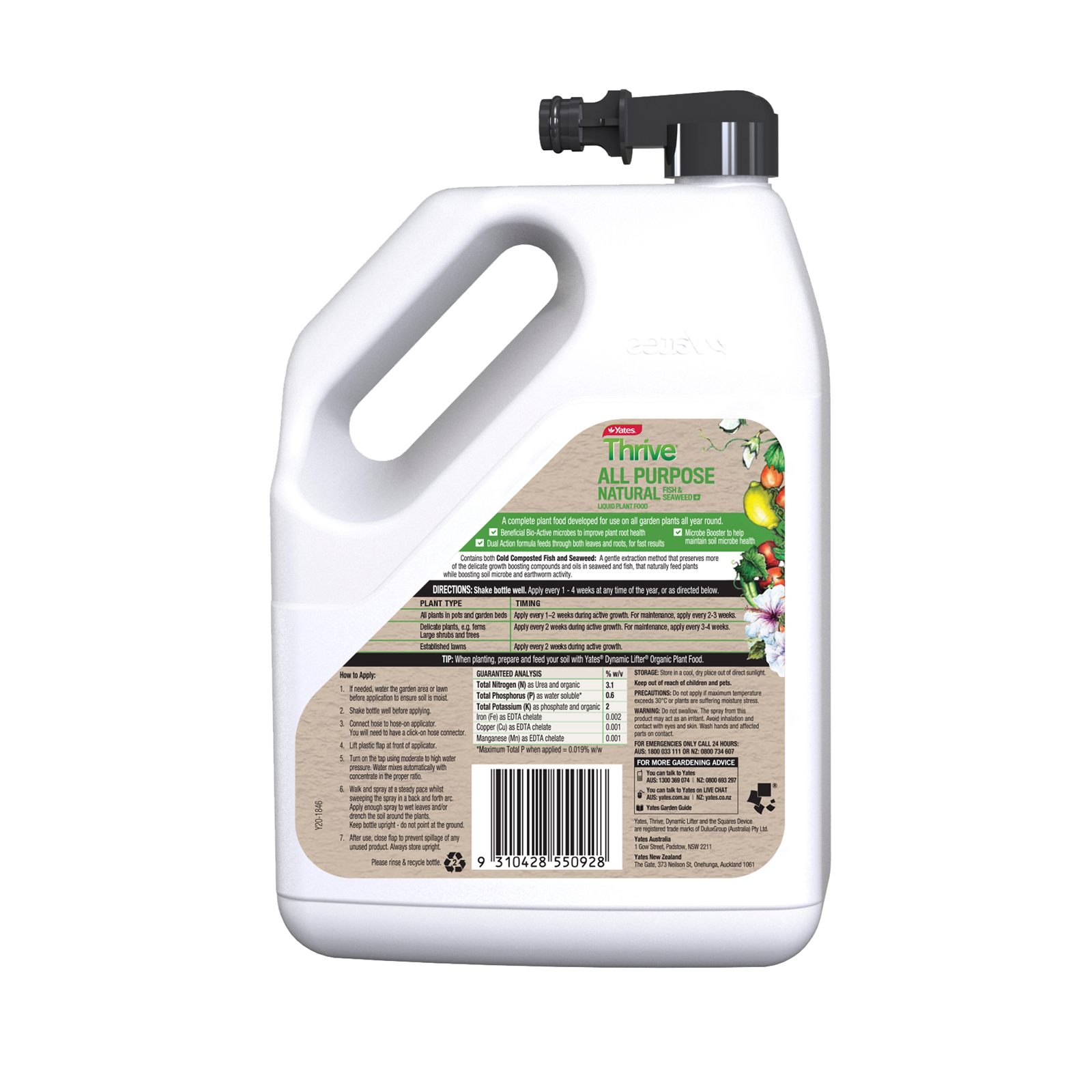 Yates 2L Thrive Natural All Purpose Hose On Liquid Plant Food Bunnings Australia