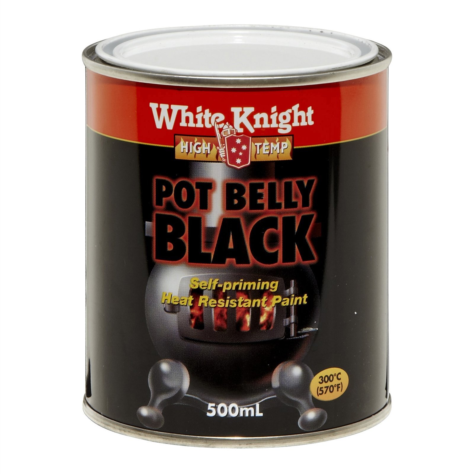 White Knight 500ml Pot Belly Black High Temp Heat Resistant Paint -  Bunnings Australia