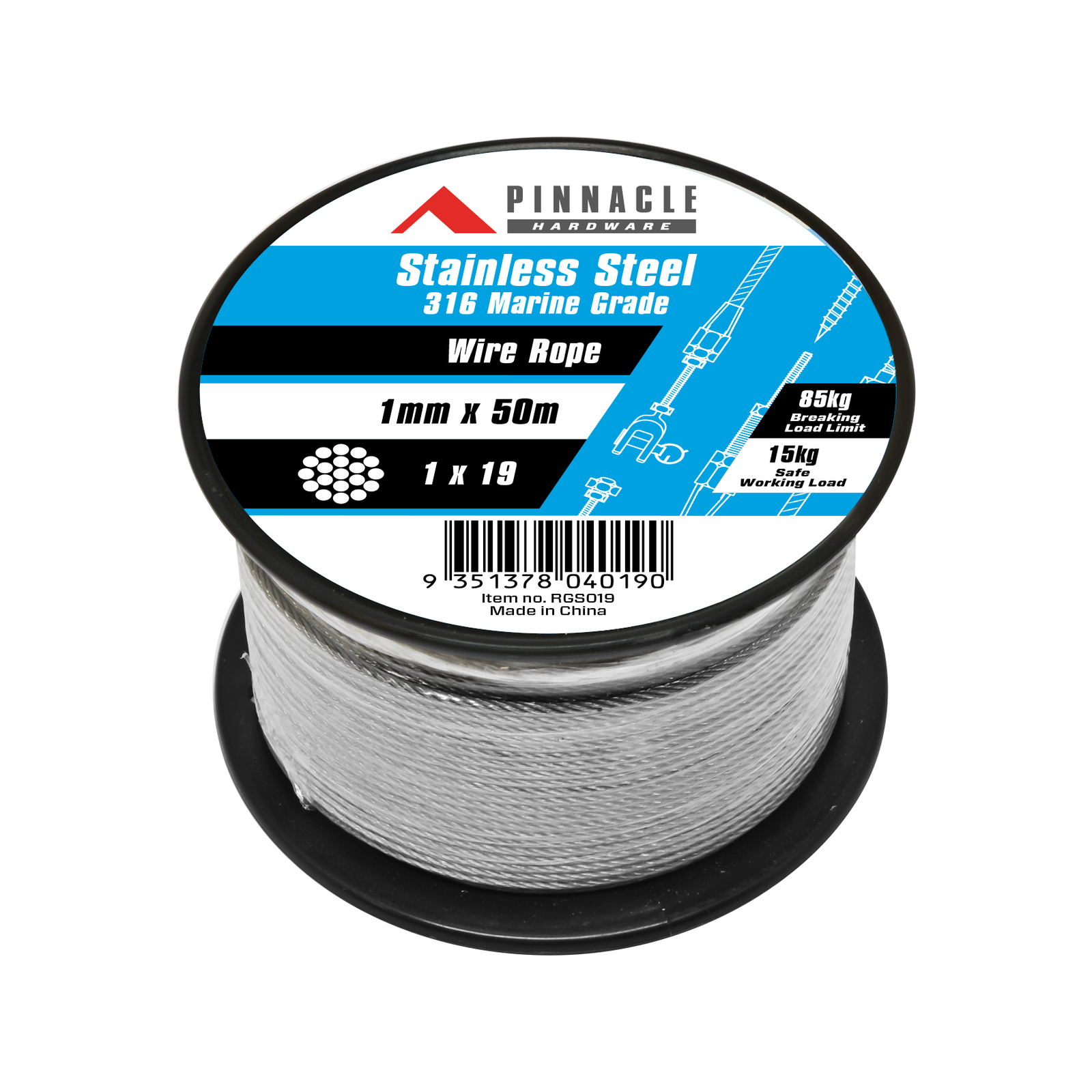 Pinnacle 1mm x 50m Stainless Steel Wire Rope Bunnings Australia