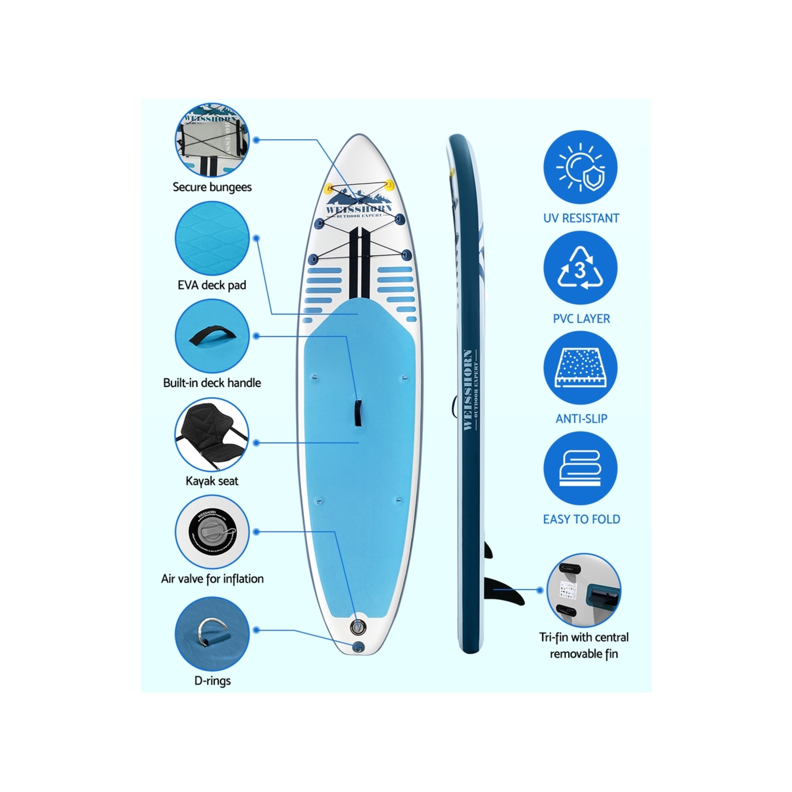 Weisshorn Stand Up Paddle Board Inflatable SUP Surfboard Paddleboard